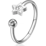 S'Agapõ Blyštivý ocelový prsten Hvězda s krystalem Click SCK89 + 2 měsíce na vrácení zboží