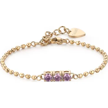 Náramek S'Agapõ Pozlacený kuličkový náramek s fialovými zirkony Dazzly SDZ25 + 2 měsíce na vrácení zboží