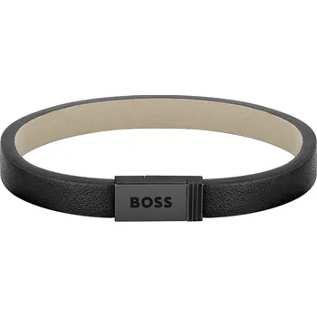 Módní doplněk Hugo Boss Moderní černý kožený náramek Jace 1580337 17,5 cm + 2 měsíce na vrácení zboží