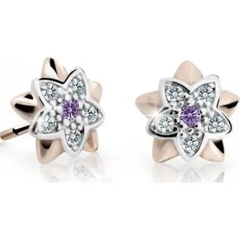 Náušnice Cutie Jewellery Dětské bicolor náušnice z růžového zlata C2210-30-X-4 fialová + 2 měsíce na vrácení zboží
