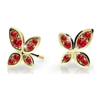 Náušnice Cutie Jewellery Dětské náušnice ze žlutého zlata Motýlci C2259-30-X-1 červená + 2 měsíce na vrácení zboží