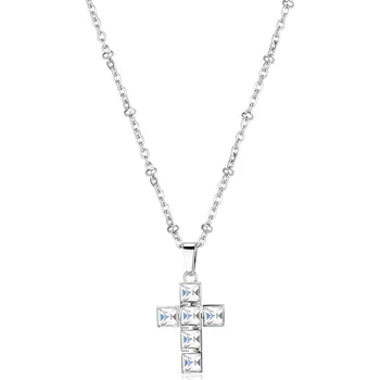 Módní doplněk S'Agapõ Dámský ocelový náhrdelník s krystaly Kříž Arcadia SRD05 + 2 měsíce na vrácení zboží