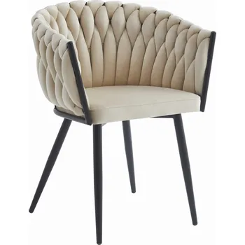 Béžové jídelní křeslo ORION VELVET s černými nohami