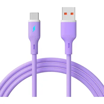 Kabel USB type C / USB A 1m AK-USB-65 Silikon Fialová