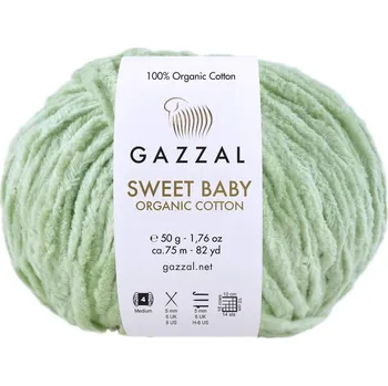Příze Gazzal Příze Sweet baby organic cotton 2606 pastelová zelená