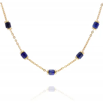 Náhrdelník Náhrdelník s přírodním kamenem Lapis Lazuli Modrý Zlatý Jemný
