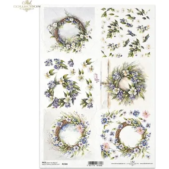 Umělecký papír Rýžový papír na decoupage ITD - Květinový, 3D efekt - R2386