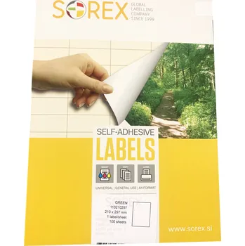 Samolepící etiketa Etikety na archu A4 Sorex 210x297mm 100 etiket