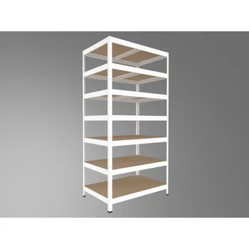 Dílenský regál Kovový regál Biedrax 35 x 90 x 240 cm, bílý - 7 polic MDF