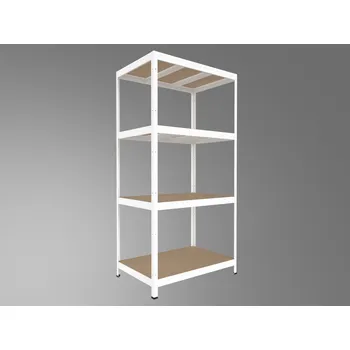 Dílenský regál Kovový regál bezšroubový Biedrax 50 x 90 x 180 cm, bílý - 4 police MDF, 300 kg