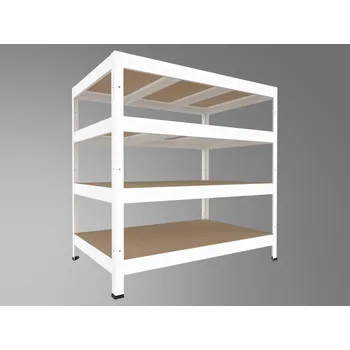 regál Kovový regál do domácnosti Biedrax 45 x 120 x 120 cm, bílý - 4 police MDF