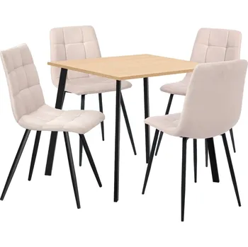 Nábytek Idea-nábytek Jídelní stůl 80x80 BERGEN dub + 4 židle BERGEN béžová 4558