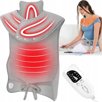 Polštář Elektrický vyhřívací polštář na krk a záda, hřejivá vesta se 6 úrovněmi nastavení