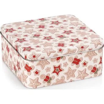 Dóza na potraviny Kovová vánoční dóza na sušenky 15 × 15 × 6,5 cm