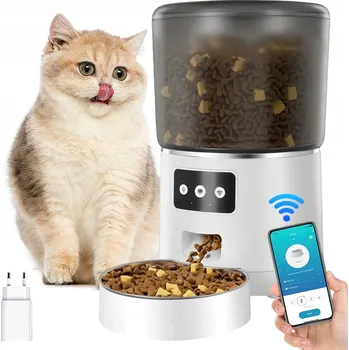 Miska pro psa AUTOMATICKÝ DÁVKOVAČ KRMIVA 4L WIFI S DVOJITÝM NAPÁJENÍM PRO ZVÍŘATA