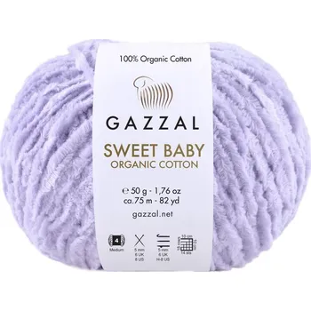 Příze Gazzal Příze Sweet baby organic cotton 2614 pastelová fialová