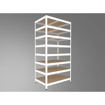 Dílenský regál Kovový regál do technické místnosti Biedrax 50 x 75 x 240 cm, bílý - 8 polic MDF
