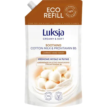 Koupelová kosmetika Luksja Creamy Soft Krémová náhradní náplň tekutého mýdla Cotton & Vitamín B5 900ml