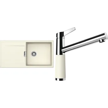 Kuchyňský dřez Set Schock S8-4 (dřez Mono D-100L Magnolia + baterie SC-510 Magnolia)