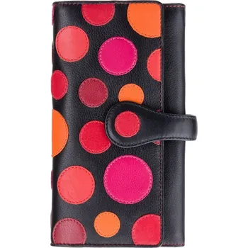 Peněženka Visconti velká kožená peněženka puntíky a RFID puntíky červenooranžové