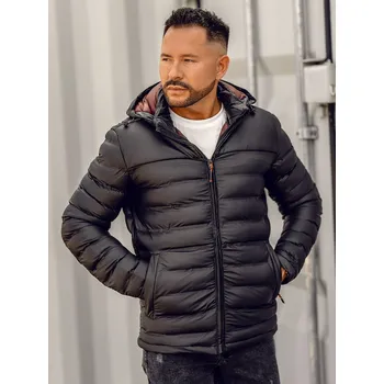 Pánská móda Černá pánská prošívaná zimní bunda Bolf 22M326 - S