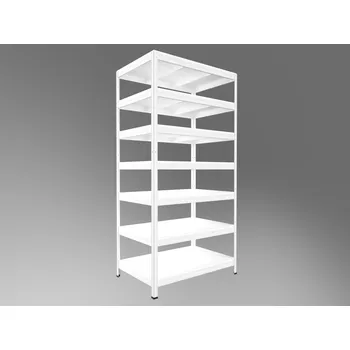 regál Kovový regál do domácnosti Biedrax 50 x 90 x 210 cm, bílý - 7 polic bílé lamino 12mm, 300 kg