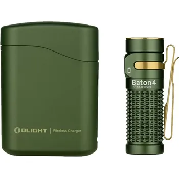 Svítilna Olight Baton 4 Premium Edition Svítilna s bezdrátovým nabíjecím pouzdrem (OD Green, 1300 lumenů)