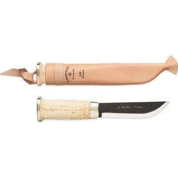 kapesní nůž Marttiini Carbon Lapp nůž 240 uhlíková ocel, voskovaná kadeřavá bříza/ kůže 240012