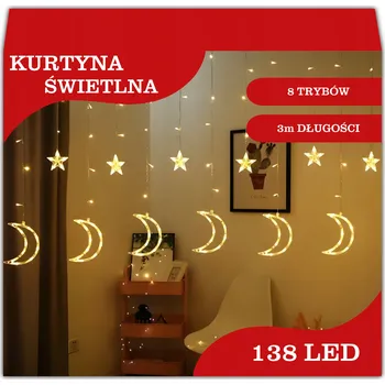 Vánoční dekorace GIRLANDA SVĚTELNÝ ZÁVĚS HVĚZDIČKY HVĚZDY VÁNOČNÍ NA OKNO LED SVĚTÝLKA 3m