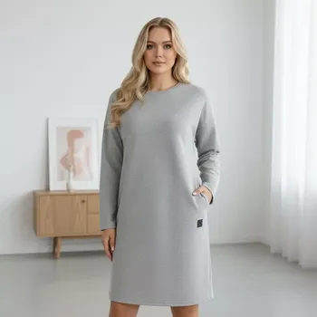 Dámské šaty Mikinové šedé šaty M2683