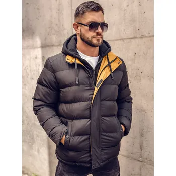 Pánská móda Černá pánská prošívaná zimní bunda Bolf 7145A - S