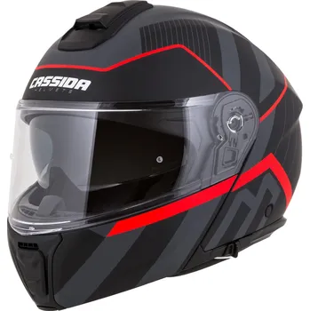 Helma na motorku Přilba Modulo 2.1 Profile, CASSIDA (černá matná/šedá/červená, plexi s přípravou pro Pinlock) 2026 (Velikost: XL (61 až 62 cm))