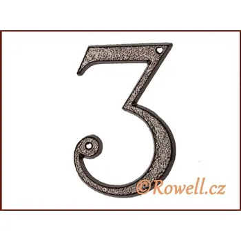 Domovní cedule C3. Číslice 120mm komaxit měď '3' (C3. Číslice 120mm komaxit měď '3' v povrchu měď. Vhodné řešení pro nábytek v interiéru.)