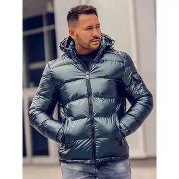 Pánský kabát Zelená pánská prošívaná zimní sportovní bunda Bolf EX2138A - 4XL