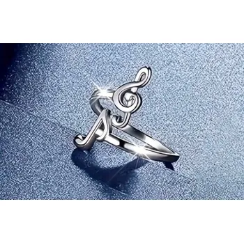 Prstýnek s motivem noty a houslového klíče