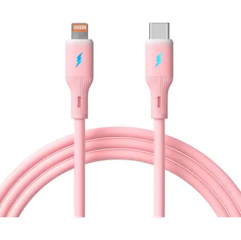Kabel USB type C / Lightning 1m AK-USB-71 30W Silikon Růžová