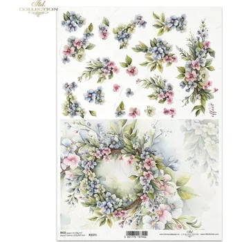 Umělecký papír Rýžový papír na decoupage ITD - Květinový, 3D efekt - R2371