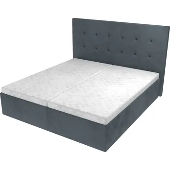 Postel Manželská postel Anna s čelem s vtahy, lamelovým roštem a úložným prostorem - 160 x 200 cm, +5 cm úložný prostor, Molitanová 13 cm