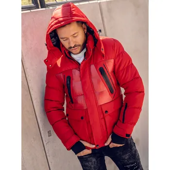 Pánská parka Červená pánská prošívaná zimní bunda Bolf 99527A - S