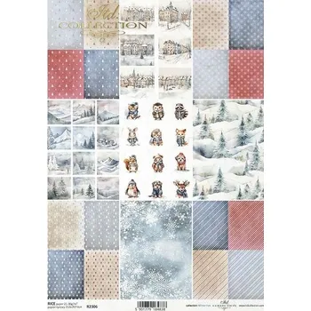 Umělecký papír Rýžový papír na decoupage ITD - Mini zimní motivy - R2306