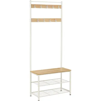 Předsíňová stěna VASAGLE Věšák na kabáty, 70×32.5×175cm, bílý Věšák