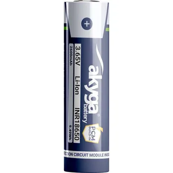 Článková baterie Li-Ion baterie INR18650 Akyga AKY2454 3.6V / 2600mAh s ochranou