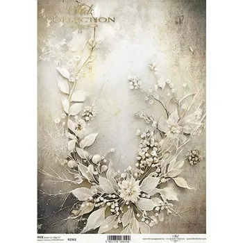 Umělecký papír Rýžový papír na decoupage ITD - Zimní kytice - R2342