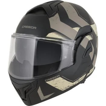 Helma na motorku Přilba MultiFlip Korp, CASSIDA (černá matná/písková/khaki) 2026 (Velikost: XL)