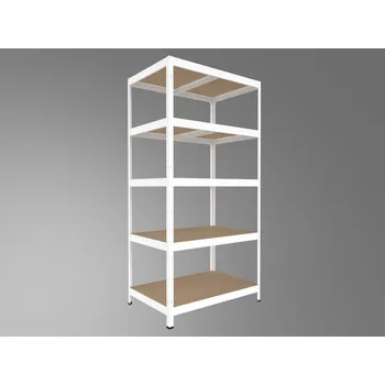 Dílenský regál Kovový regál policový Biedrax 35 x 60 x 240 cm, bílý - 5 polic MDF