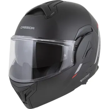 Helma na motorku Přilba MultiFlip Solid, CASSIDA (černá matná/červená/šedá) 2026 (Velikost: M)