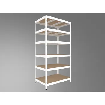 regál Kovový regál do domácnosti Biedrax 35 x 120 x 180 cm, bílý - 6 polic MDF