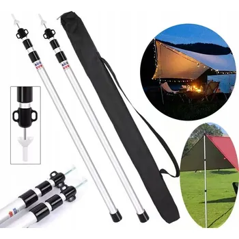 Trekingová hůl TYČE KE STANU 4 KUSY TELESKOPICKÉ HŮLKY 90-230 CM HLINÍKOVÉ KOMPAKTNÍ