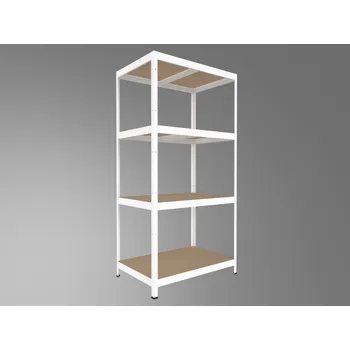 Dílenský regál Kovový regál do garáže Biedrax 50 x 75 x 180 cm, bílý - 4 police MDF