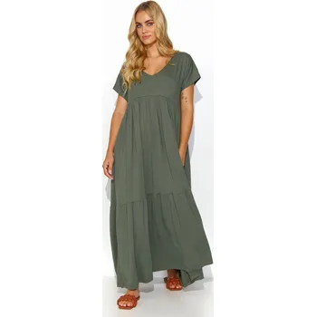 Dámské šaty Viskózové maxi šaty M828 Barva: Khaki, Velikost: S/M